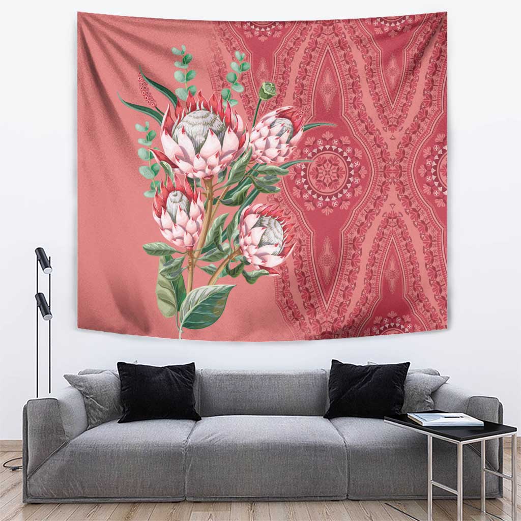 Africa King Proteas Dashiki Motif Tapestry Peach Style - Wonder Print Shop