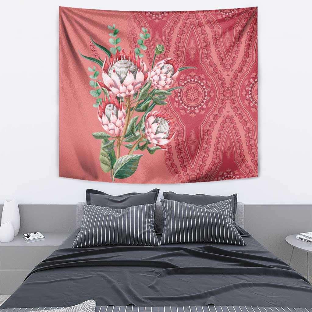 Africa King Proteas Dashiki Motif Tapestry Peach Style - Wonder Print Shop