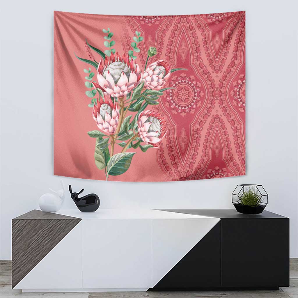 Africa King Proteas Dashiki Motif Tapestry Peach Style - Wonder Print Shop