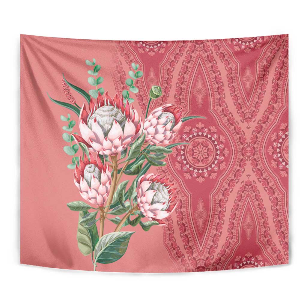 Africa King Proteas Dashiki Motif Tapestry Peach Style - Wonder Print Shop