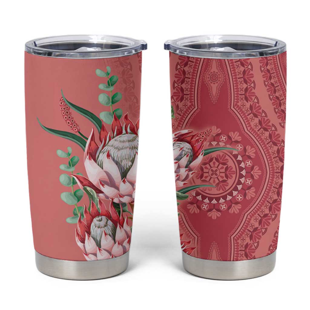 Africa King Proteas Dashiki Motif Tumbler Cup Peach Style - Wonder Print Shop