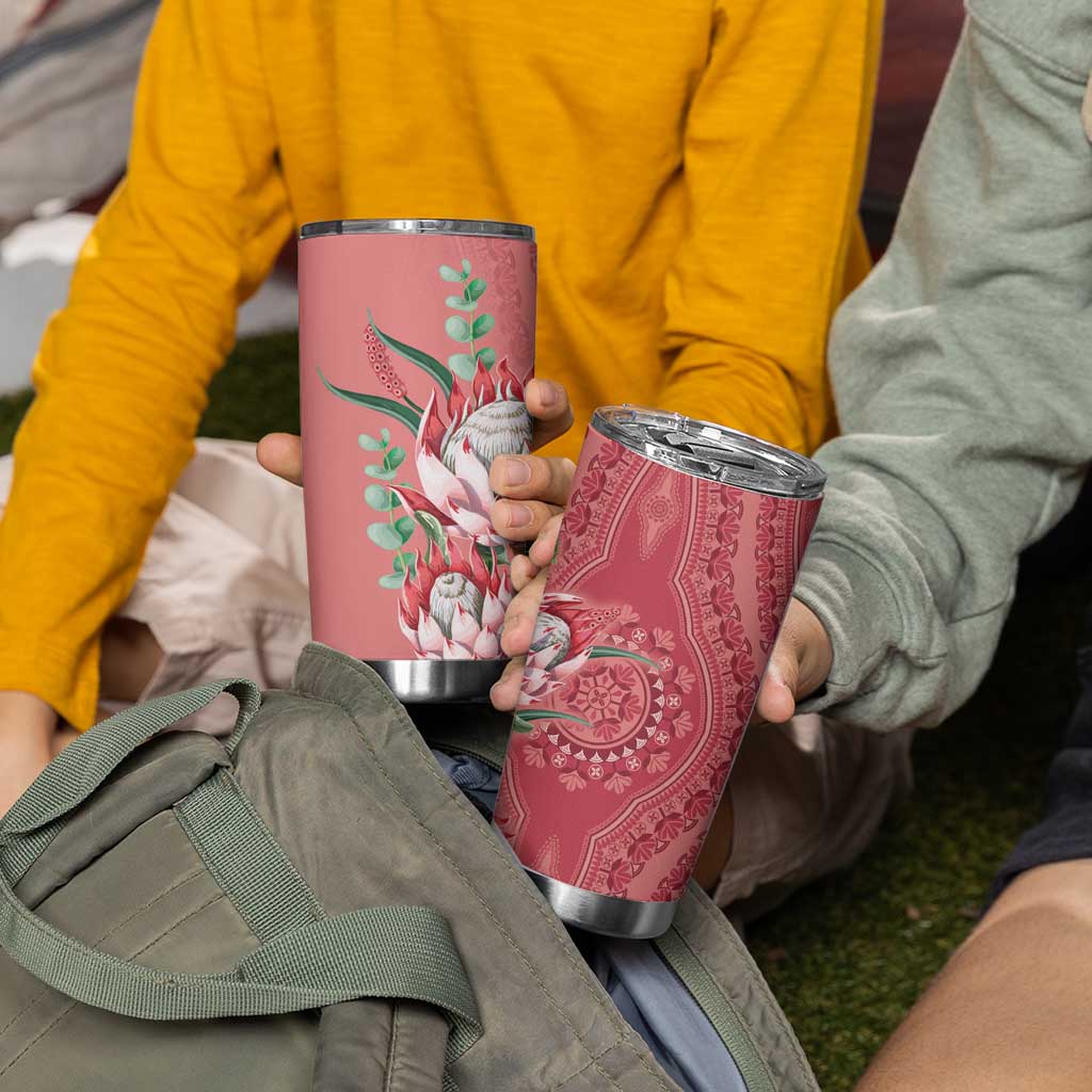 Africa King Proteas Dashiki Motif Tumbler Cup Peach Style - Wonder Print Shop