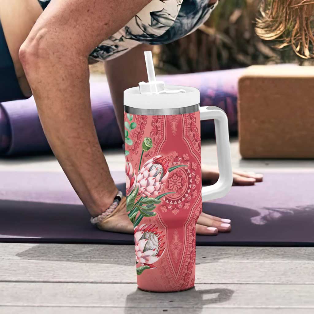 Africa King Proteas Dashiki Motif Tumbler With Handle Peach Style - Wonder Print Shop