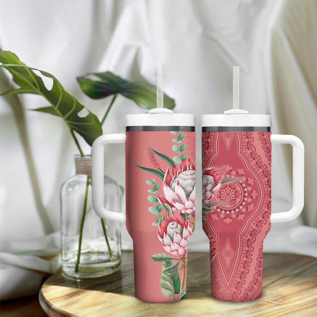 Africa King Proteas Dashiki Motif Tumbler With Handle Peach Style - Wonder Print Shop