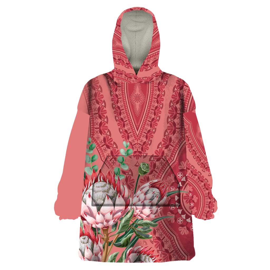 Africa King Proteas Dashiki Motif Wearable Blanket Hoodie Peach Style - Wonder Print Shop