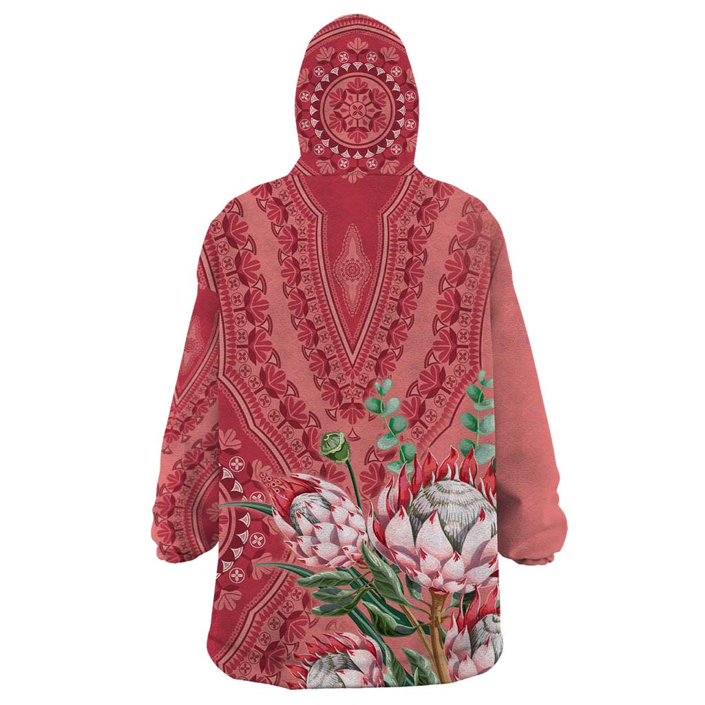 Africa King Proteas Dashiki Motif Wearable Blanket Hoodie Peach Style - Wonder Print Shop