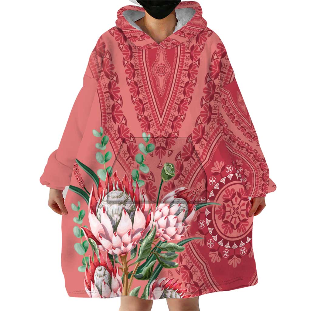 Africa King Proteas Dashiki Motif Wearable Blanket Hoodie Peach Style - Wonder Print Shop