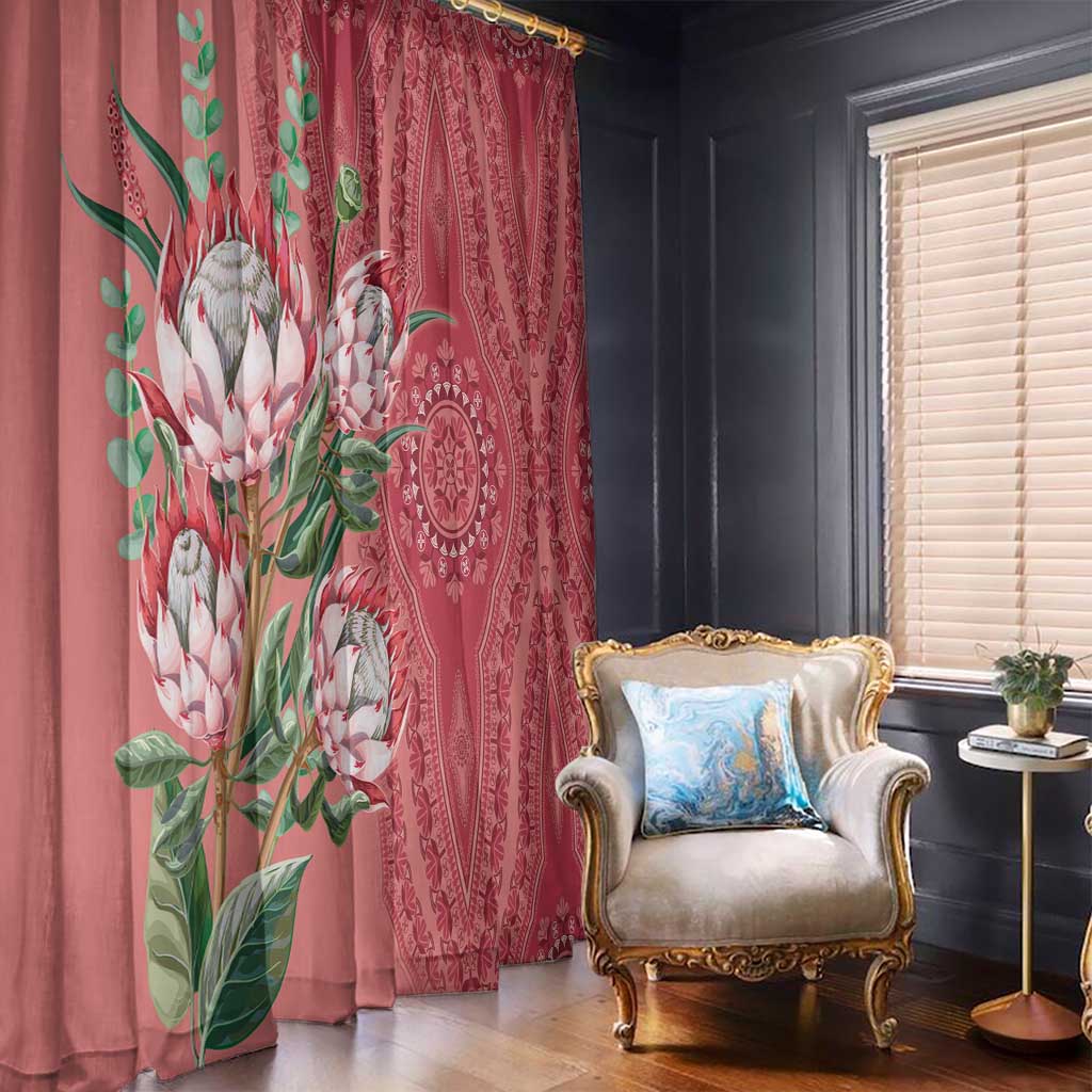 Africa King Proteas Dashiki Motif Window Curtain Peach Style - Wonder Print Shop