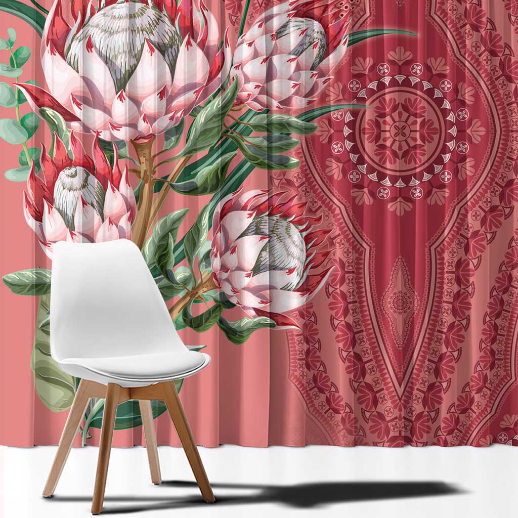Africa King Proteas Dashiki Motif Window Curtain Peach Style - Wonder Print Shop