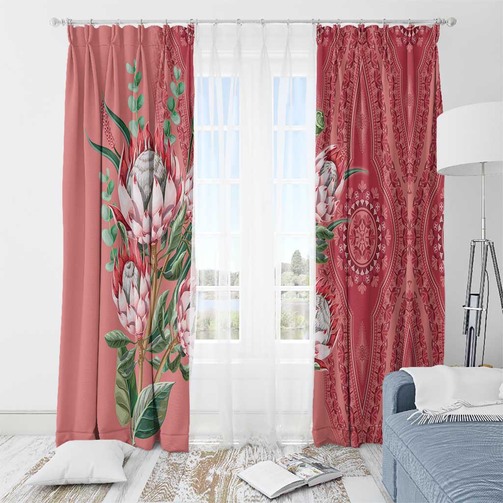 Africa King Proteas Dashiki Motif Window Curtain Peach Style - Wonder Print Shop