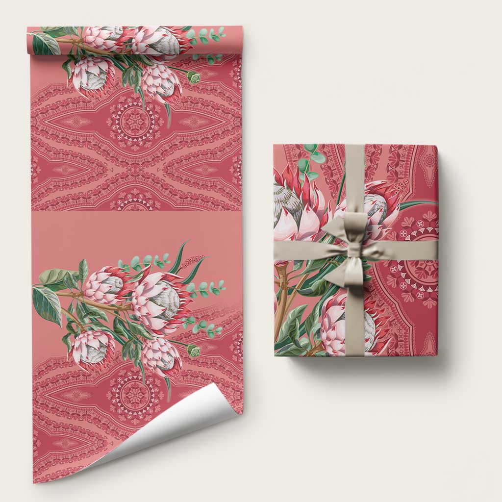 Africa King Proteas Dashiki Motif Wrapping Paper Peach Style - Wonder Print Shop