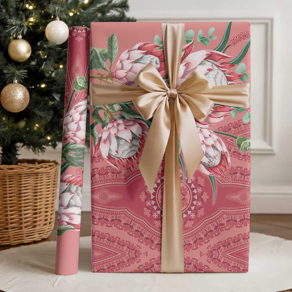 Africa King Proteas Dashiki Motif Wrapping Paper Peach Style - Wonder Print Shop