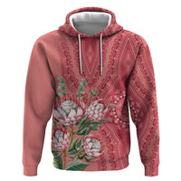 Africa King Proteas Dashiki Motif Zip Hoodie Peach Style - Wonder Print Shop