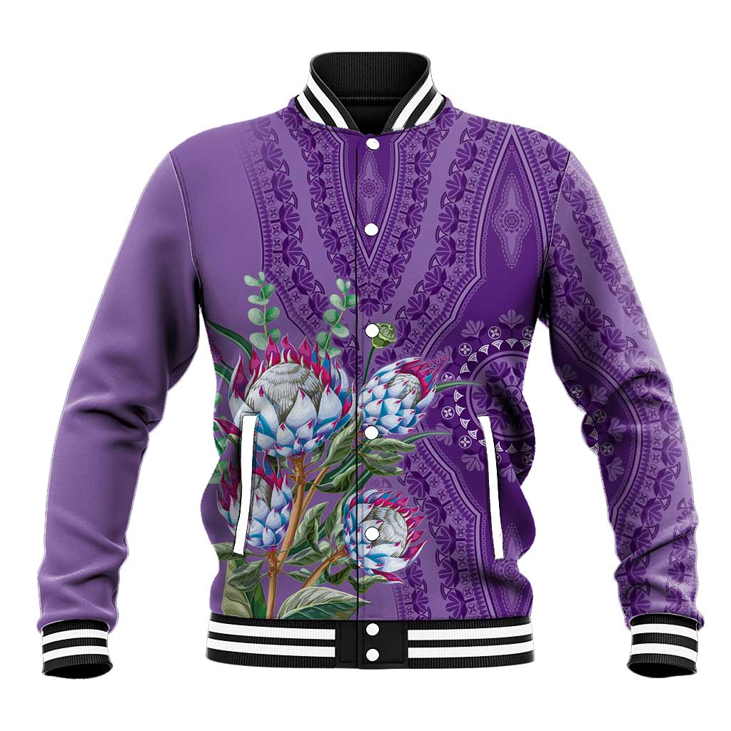 Africa King Proteas Dashiki Motif Baseball Jacket Violet Style LT9 - Wonder Print Shop