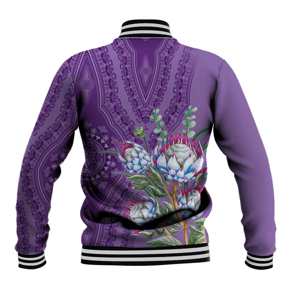 Africa King Proteas Dashiki Motif Baseball Jacket Violet Style LT9 - Wonder Print Shop