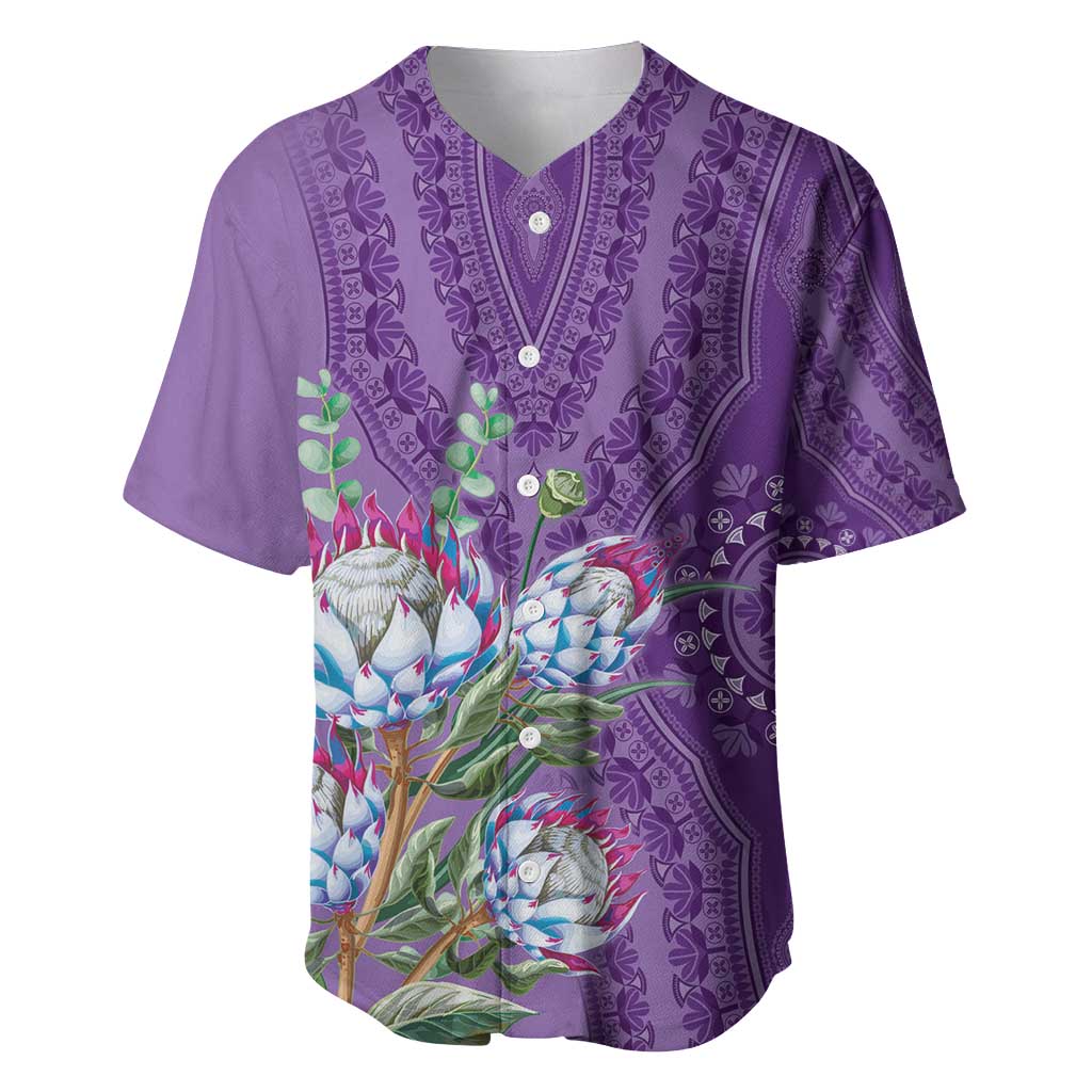 Africa King Proteas Dashiki Motif Baseball Jersey Violet Style LT9 - Wonder Print Shop