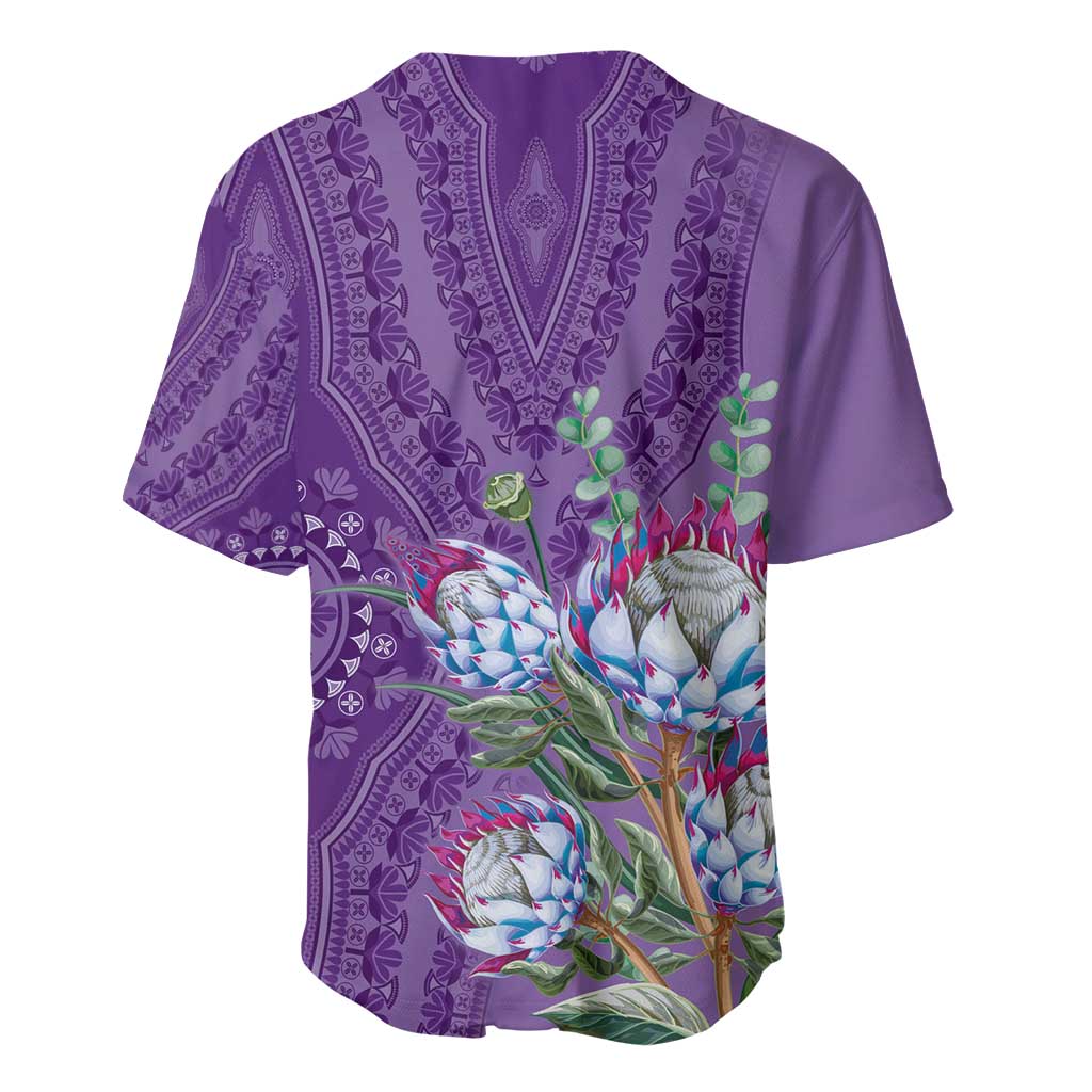 Africa King Proteas Dashiki Motif Baseball Jersey Violet Style LT9 - Wonder Print Shop