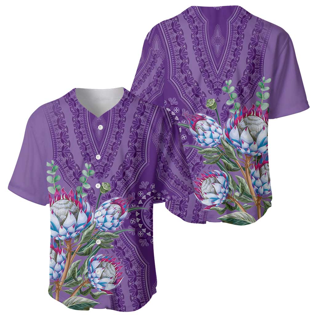 Africa King Proteas Dashiki Motif Baseball Jersey Violet Style LT9 - Wonder Print Shop