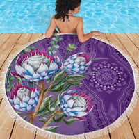 Africa King Proteas Dashiki Motif Beach Blanket Violet Style LT9 - Wonder Print Shop