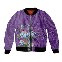 Africa King Proteas Dashiki Motif Bomber Jacket Violet Style LT9 - Wonder Print Shop