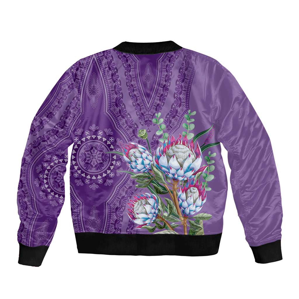 Africa King Proteas Dashiki Motif Bomber Jacket Violet Style LT9 - Wonder Print Shop