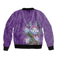 Africa King Proteas Dashiki Motif Bomber Jacket Violet Style LT9 - Wonder Print Shop