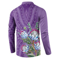Africa King Proteas Dashiki Motif Button Sweatshirt Violet Style LT9 - Wonder Print Shop
