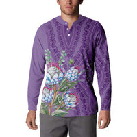 Africa King Proteas Dashiki Motif Button Sweatshirt Violet Style LT9 - Wonder Print Shop