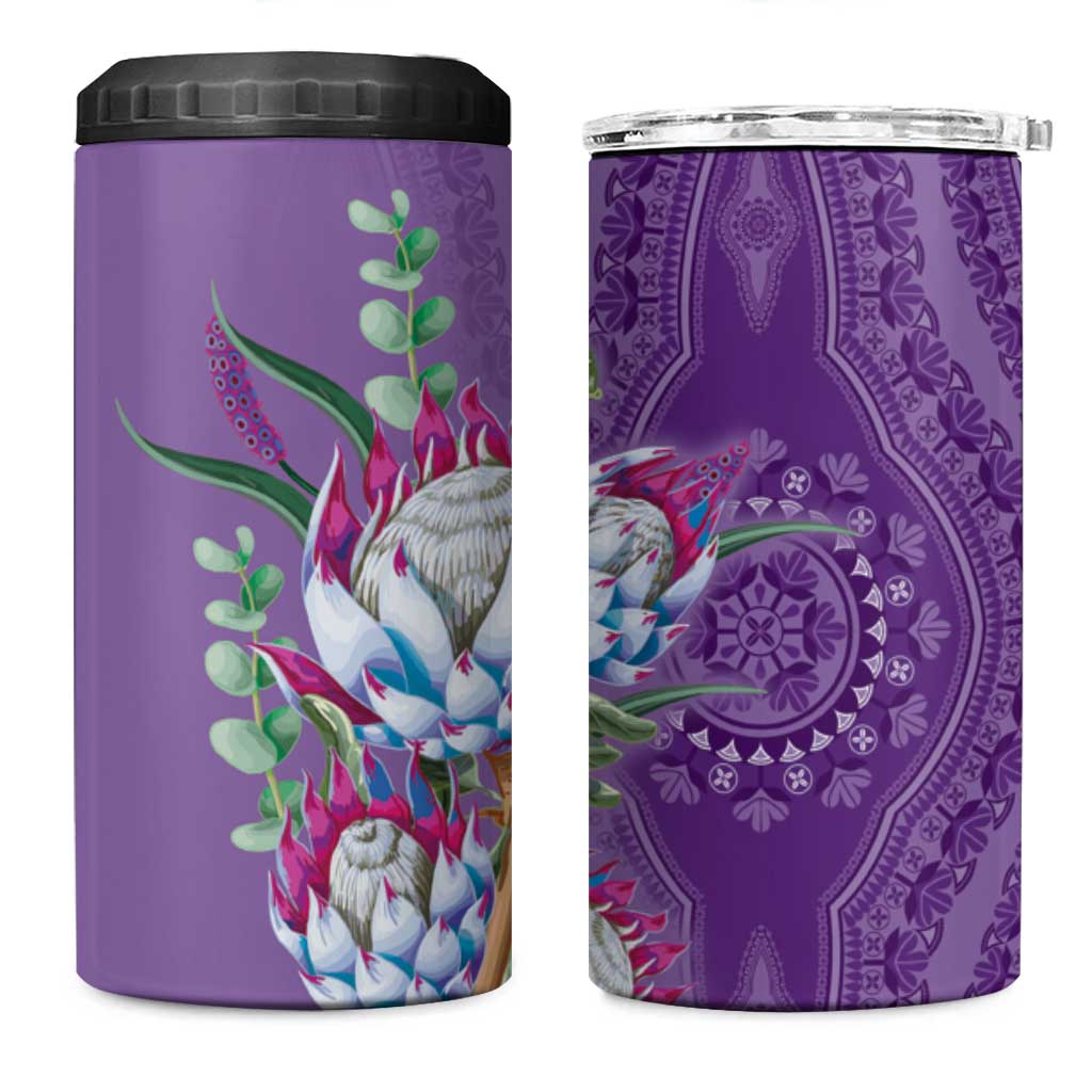 Africa King Proteas Dashiki Motif 4 in 1 Can Cooler Tumbler Violet Style LT9 - Wonder Print Shop