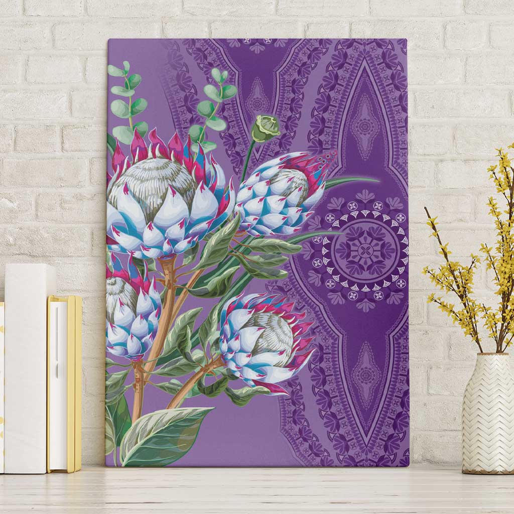 Africa King Proteas Dashiki Motif Canvas Wall Art Violet Style LT9 - Wonder Print Shop