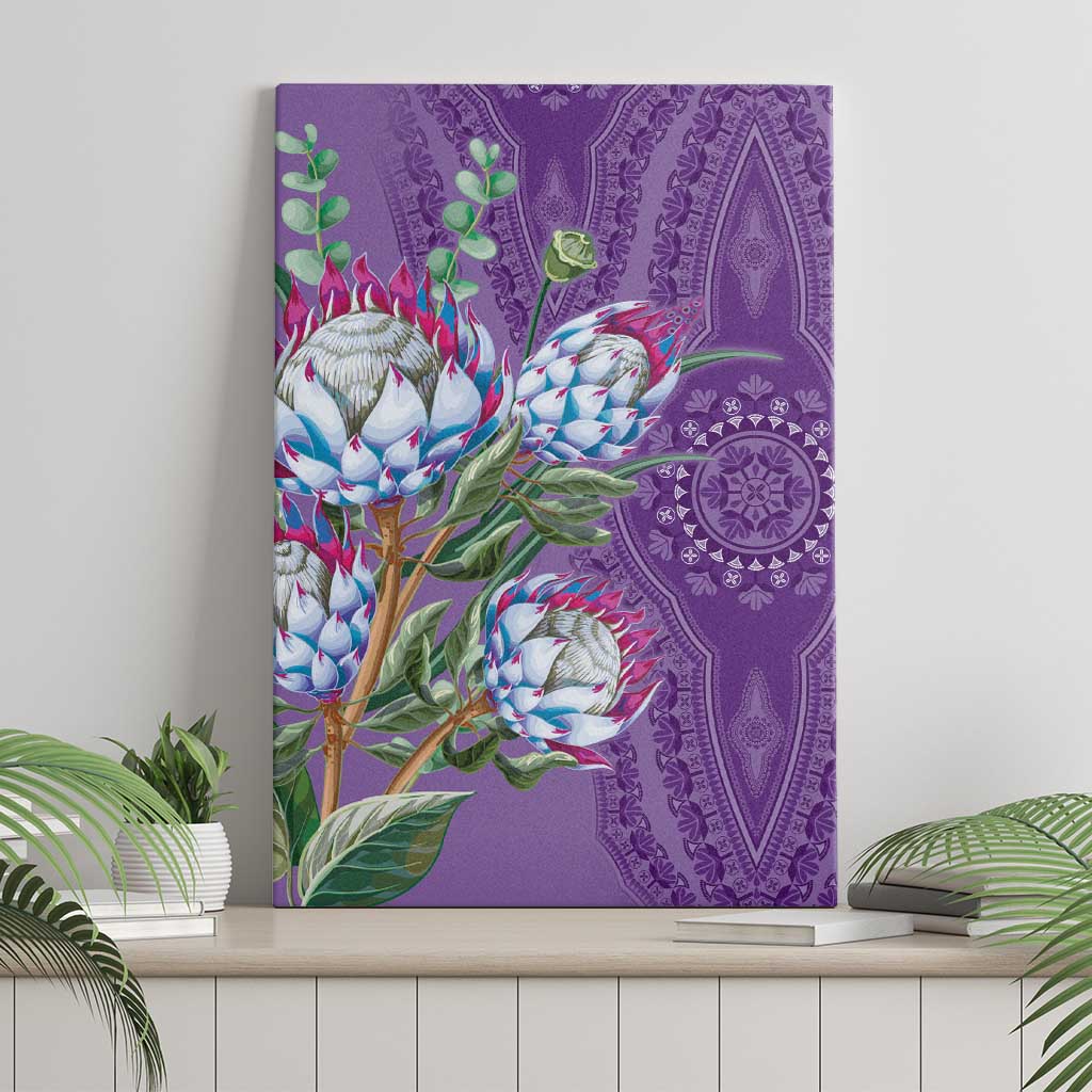 Africa King Proteas Dashiki Motif Canvas Wall Art Violet Style LT9 - Wonder Print Shop