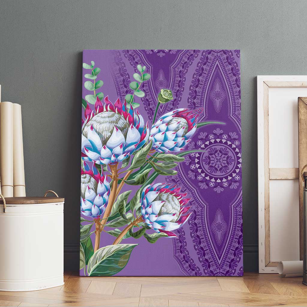 Africa King Proteas Dashiki Motif Canvas Wall Art Violet Style LT9 - Wonder Print Shop
