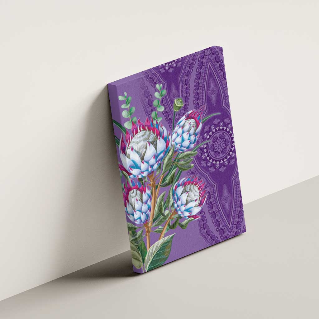 Africa King Proteas Dashiki Motif Canvas Wall Art Violet Style LT9 - Wonder Print Shop