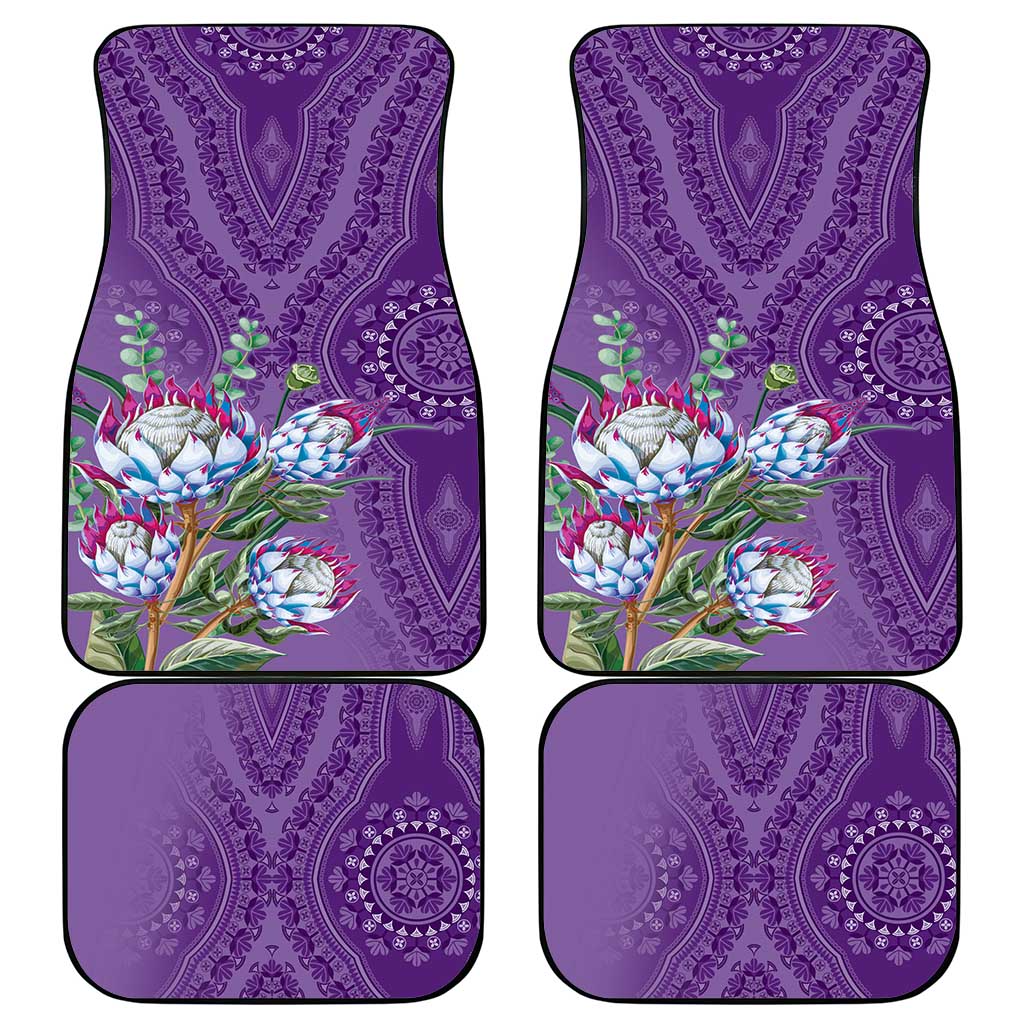Africa King Proteas Dashiki Motif Car Mats Violet Style LT9 - Wonder Print Shop