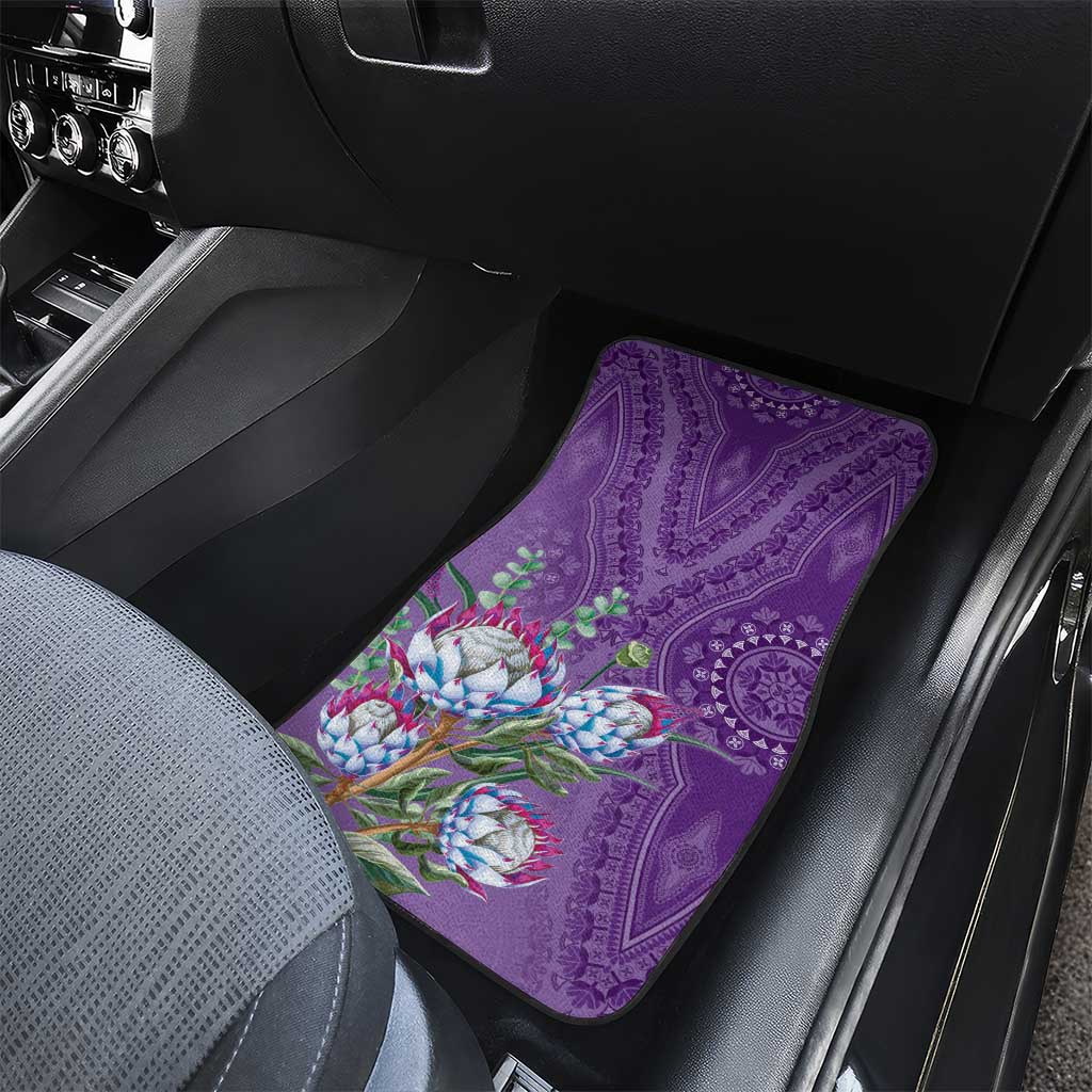 Africa King Proteas Dashiki Motif Car Mats Violet Style LT9 - Wonder Print Shop