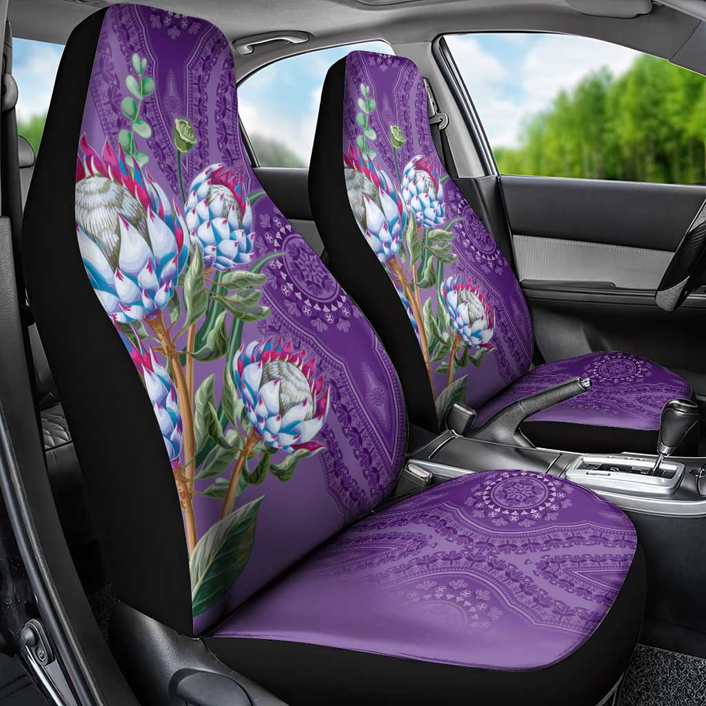 Africa King Proteas Dashiki Motif Car Seat Cover Violet Style LT9 - Wonder Print Shop