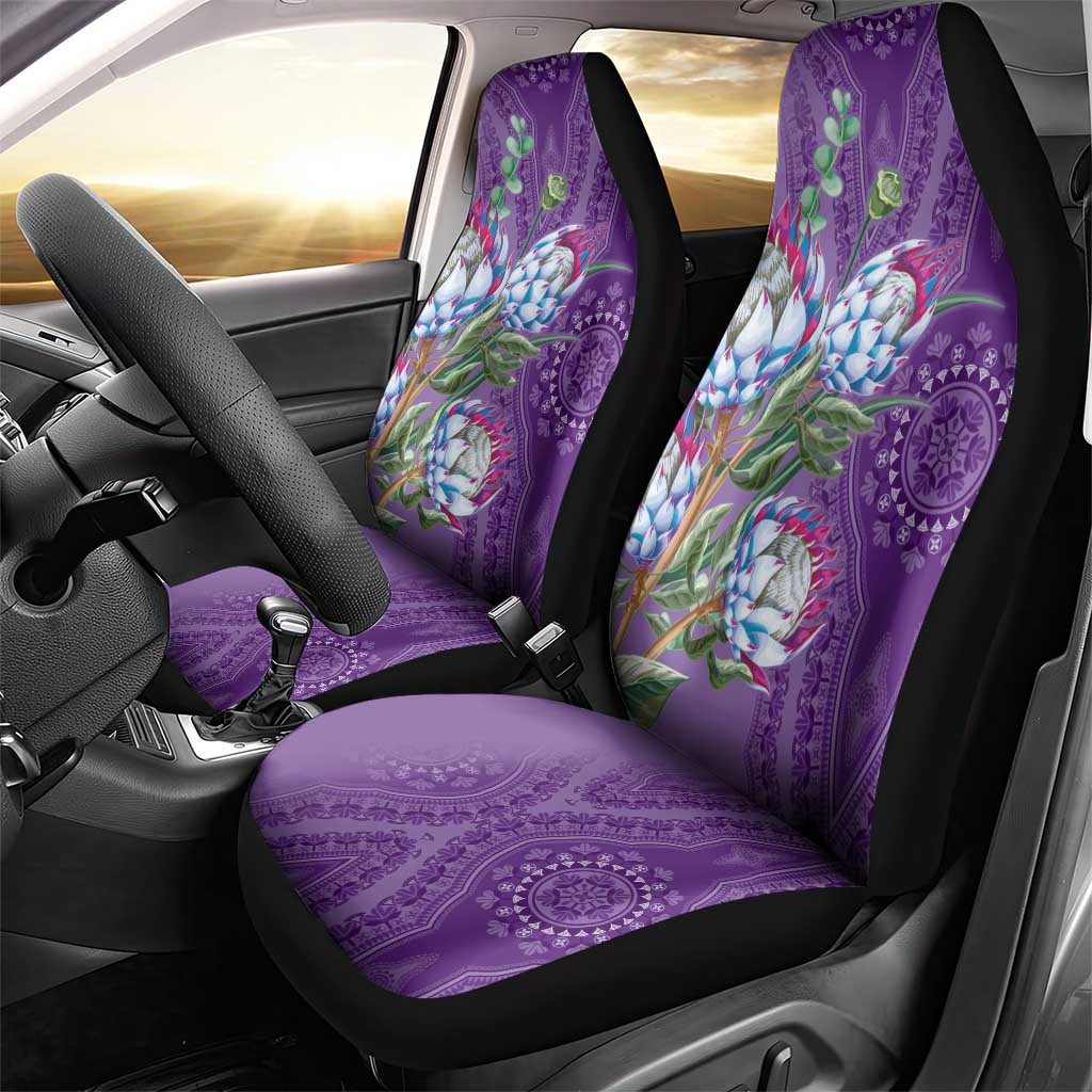 Africa King Proteas Dashiki Motif Car Seat Cover Violet Style LT9 - Wonder Print Shop