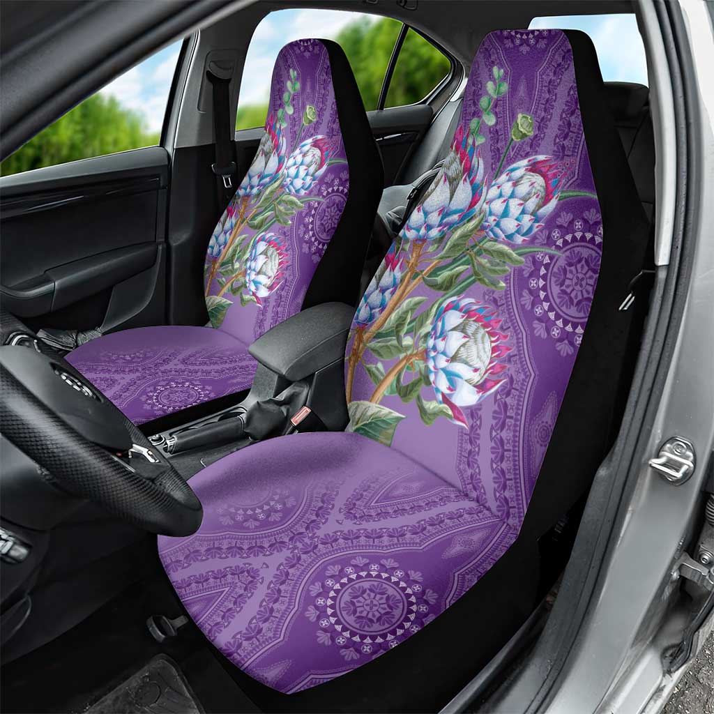 Africa King Proteas Dashiki Motif Car Seat Cover Violet Style LT9 - Wonder Print Shop