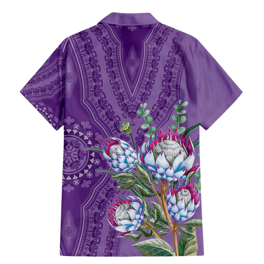 Africa King Proteas Dashiki Motif Family Matching Mermaid Dress and Hawaiian Shirt Violet Style LT9 - Wonder Print Shop
