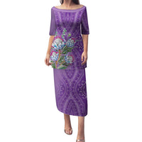 Africa King Proteas Dashiki Motif Family Matching Puletasi and Hawaiian Shirt Violet Style - Wonder Print Shop