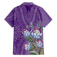 Africa King Proteas Dashiki Motif Family Matching Short Sleeve Bodycon Dress and Hawaiian Shirt Violet Style - Wonder Print Shop