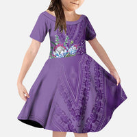 Africa King Proteas Dashiki Motif Family Matching Summer Maxi Dress and Hawaiian Shirt Violet Style - Wonder Print Shop