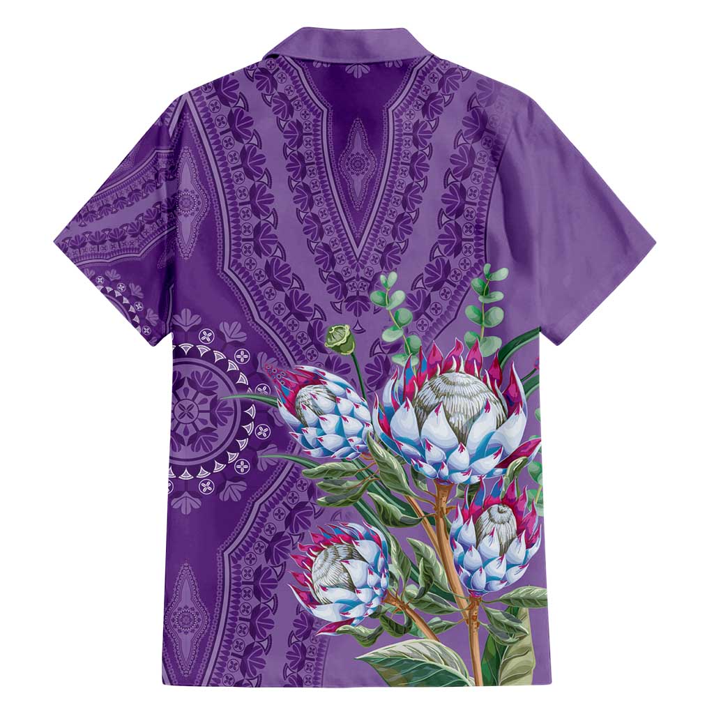Africa King Proteas Dashiki Motif Family Matching Summer Maxi Dress and Hawaiian Shirt Violet Style - Wonder Print Shop