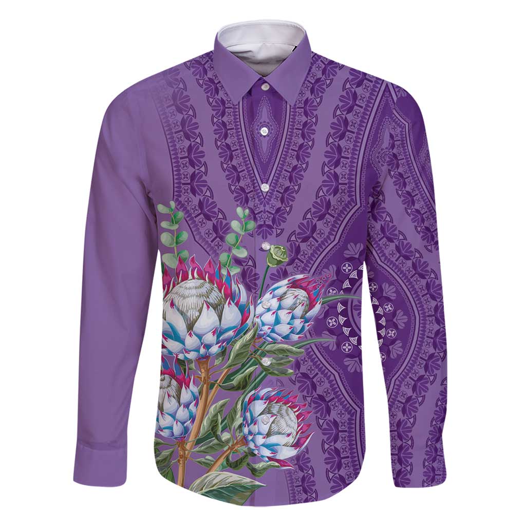 Africa King Proteas Dashiki Motif Family Matching Summer Maxi Dress and Hawaiian Shirt Violet Style - Wonder Print Shop