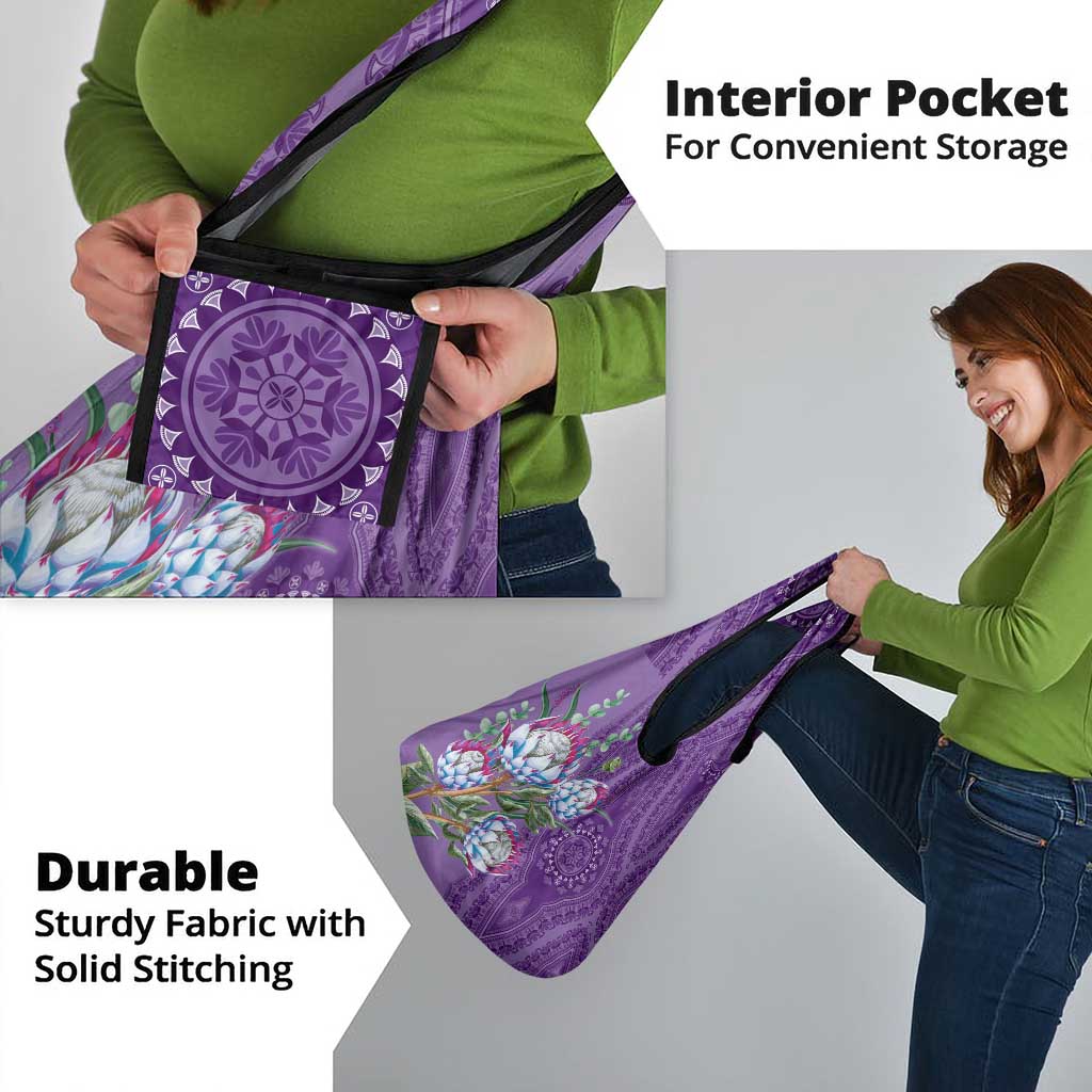Africa King Proteas Dashiki Motif Grocery Bag Violet Style