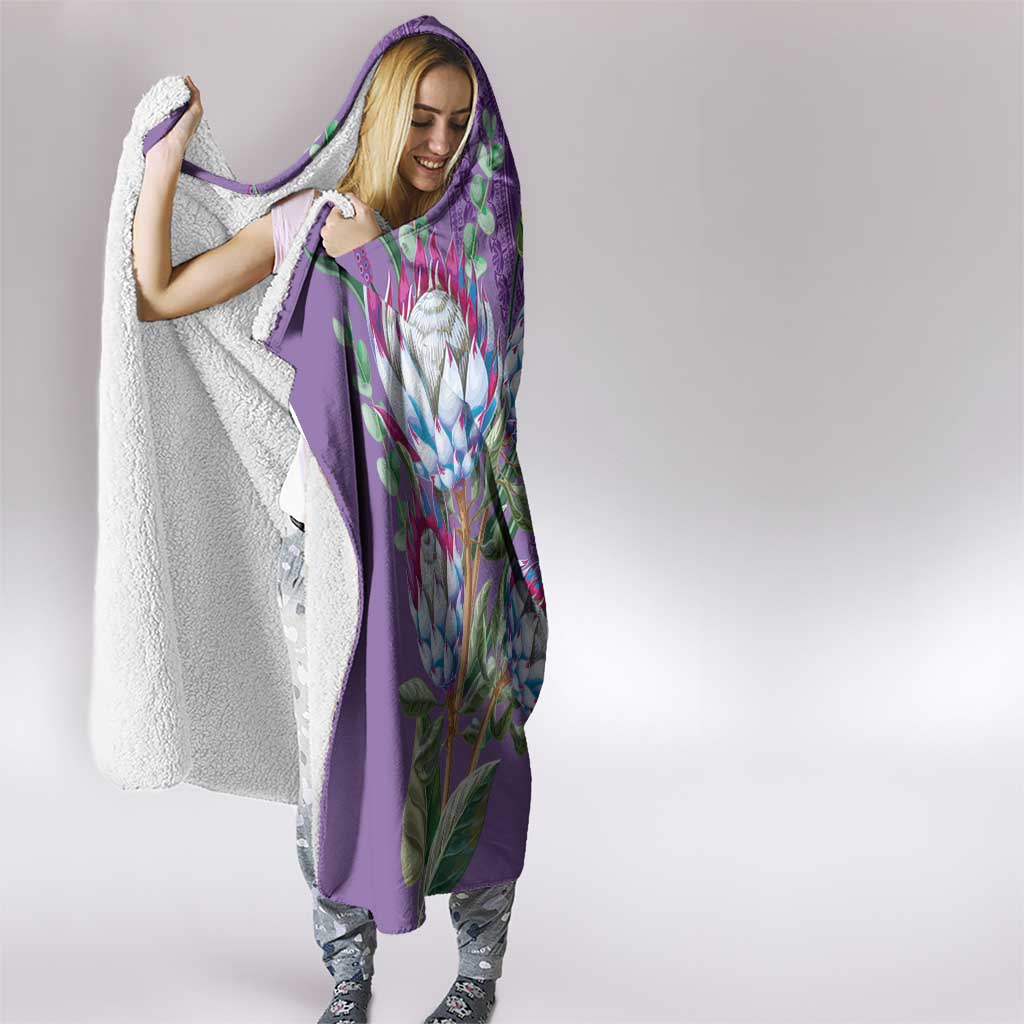 Africa King Proteas Dashiki Motif Hooded Blanket Violet Style