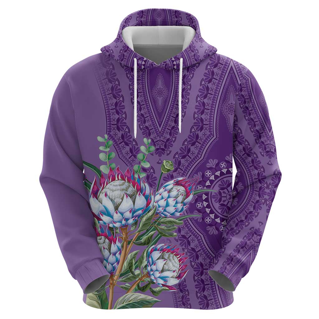 Africa King Proteas Dashiki Motif Hoodie Violet Style - Wonder Print Shop