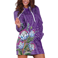 Africa King Proteas Dashiki Motif Hoodie Dress Violet Style - Wonder Print Shop