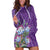 Africa King Proteas Dashiki Motif Hoodie Dress Violet Style - Wonder Print Shop
