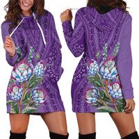 Africa King Proteas Dashiki Motif Hoodie Dress Violet Style - Wonder Print Shop